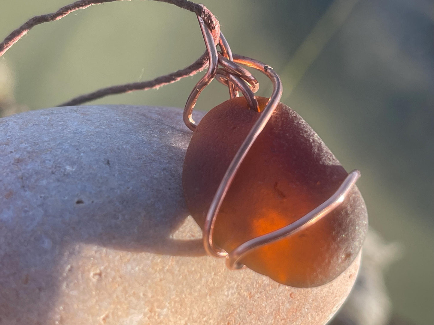 Sea glass necklace. Recycled necklace, gift for him. Ethical jewellery. Sea glass pendant. Eco friendly necklace. Eco friendly jewellery.