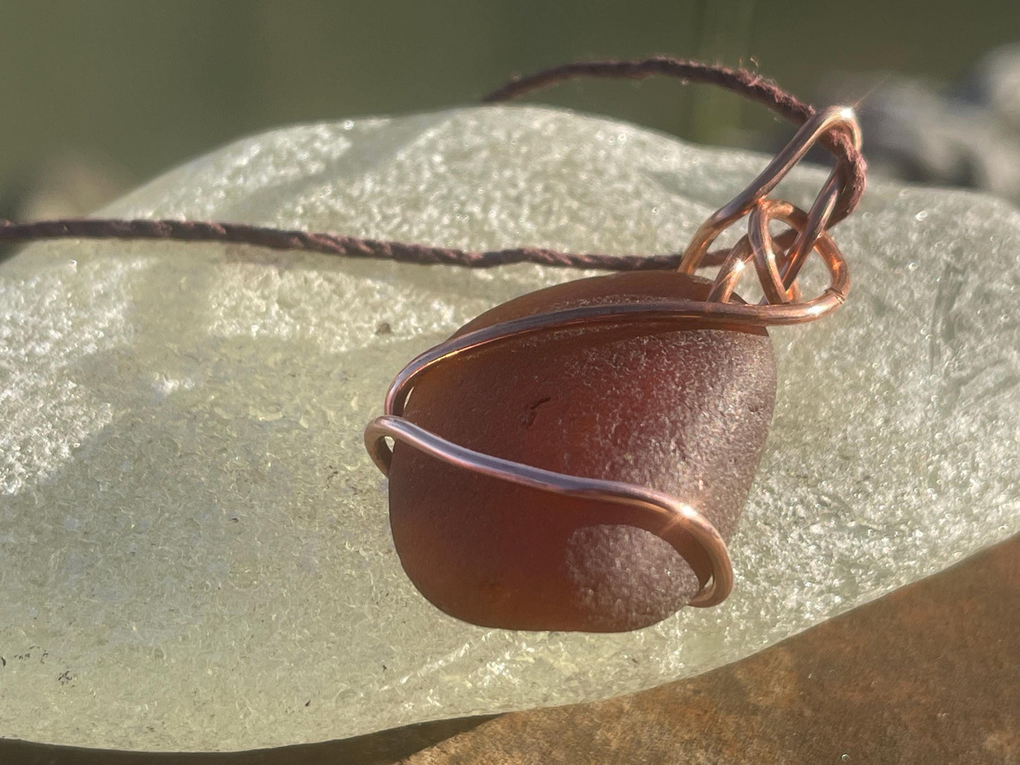 Sea glass necklace. Recycled necklace, gift for him. Ethical jewellery. Sea glass pendant. Eco friendly necklace. Eco friendly jewellery.