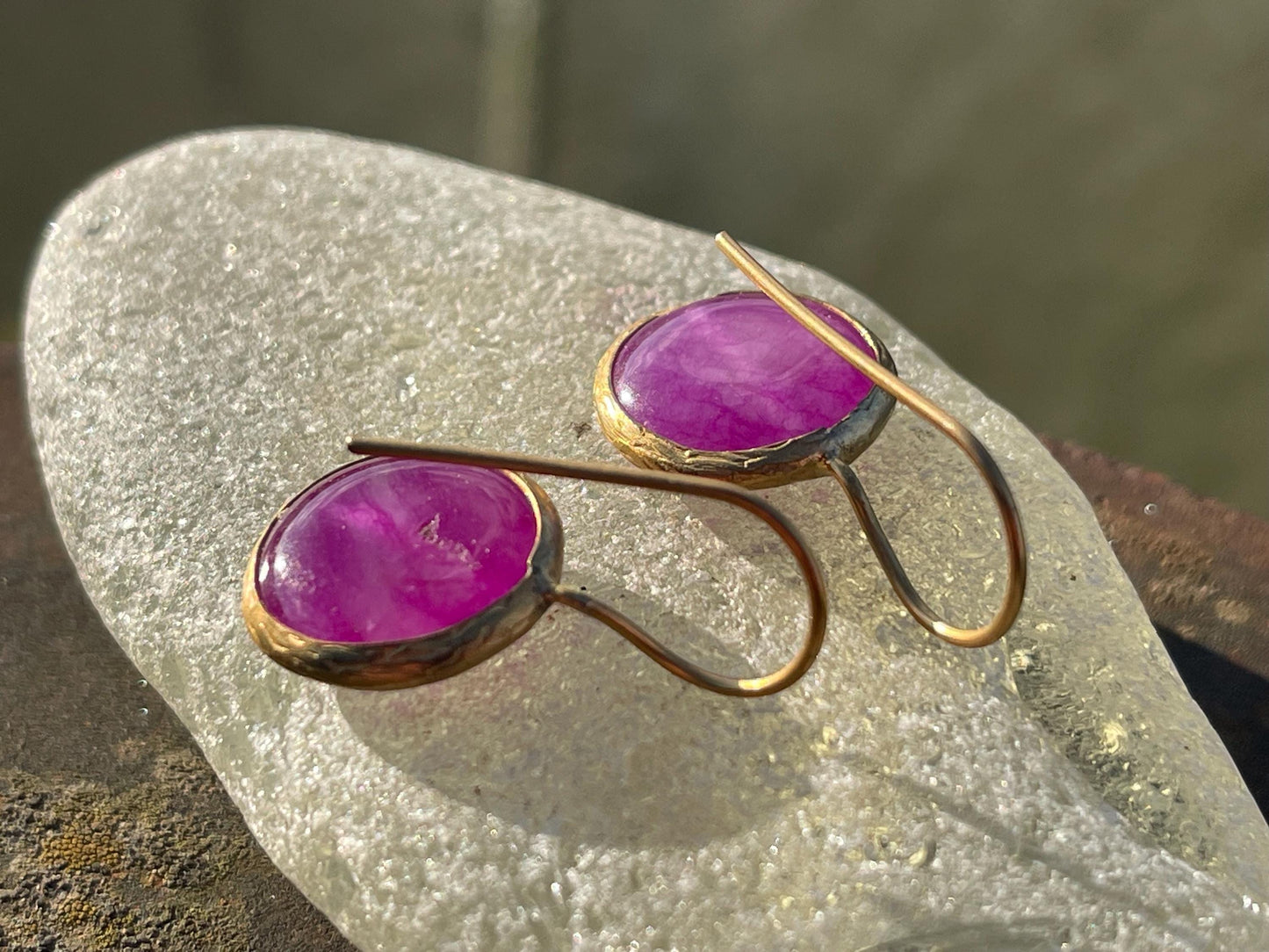 Gypsy jewellery, pink / purple vintage earrings, pink jewellery, ethical jewellery, gypsy earrings, romantic gifts, eco friendly jewellery