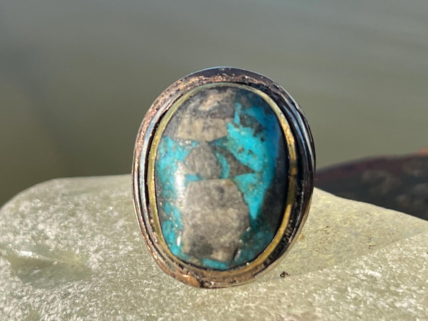 Fabulous vintage turquoise ring, boho vintage jewellery, ethical jewellery, gypsy ring. Eco friendly jewellery. Turquoise jewellery.