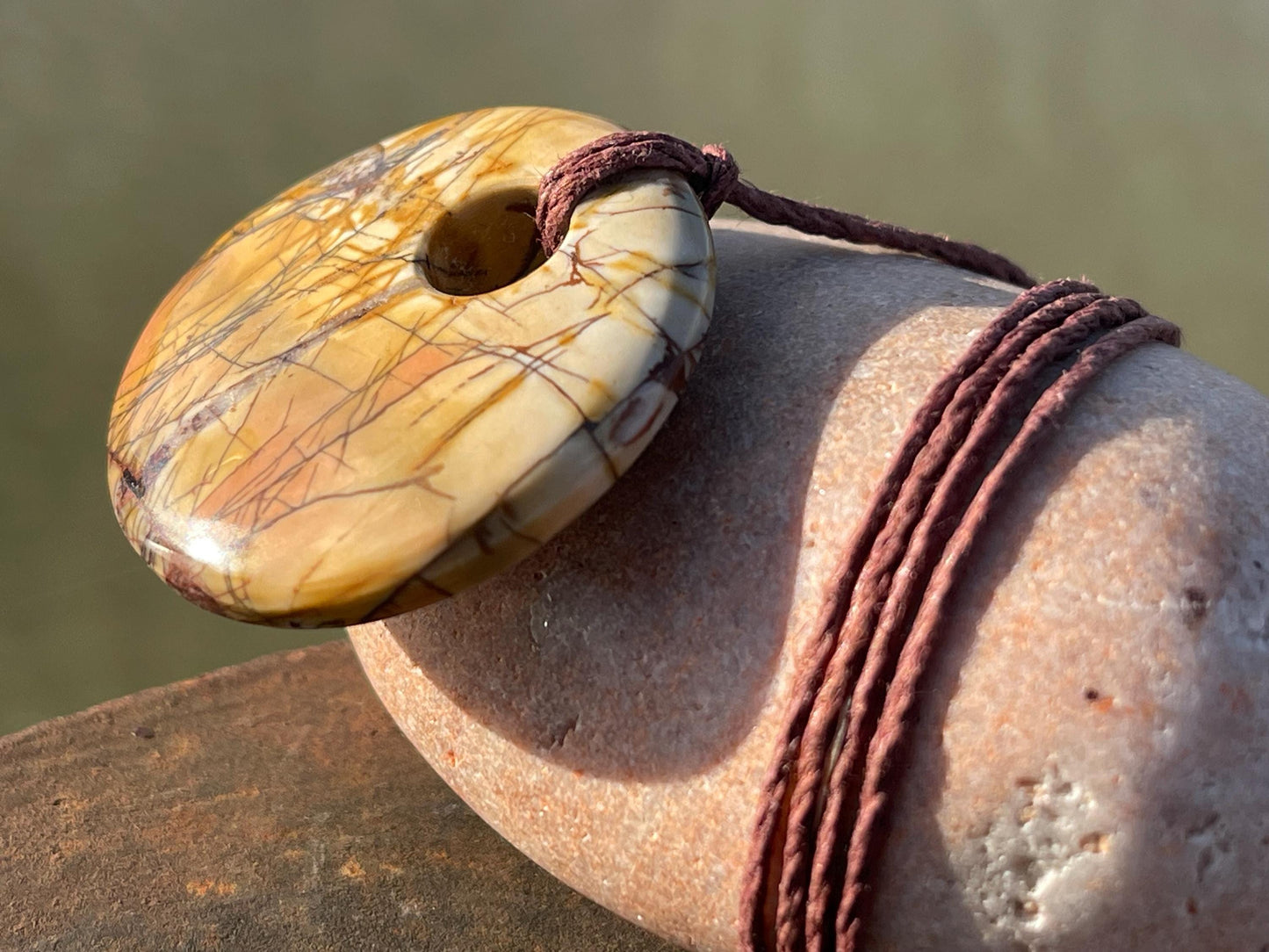 Picasso jasper gemstone necklace. Ethical jewellery, yellow gemstone pendants. Stunning unique jewellery. Unique gifts. Unique necklace.