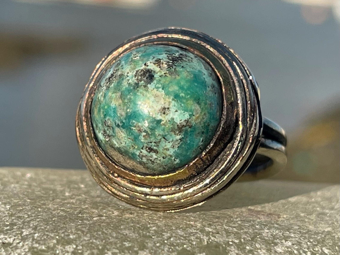 Fabulous vintage turquoise ring, boho vintage jewellery, ethical jewellery, gypsy ring. Eco friendly jewellery. Turquoise jewellery.