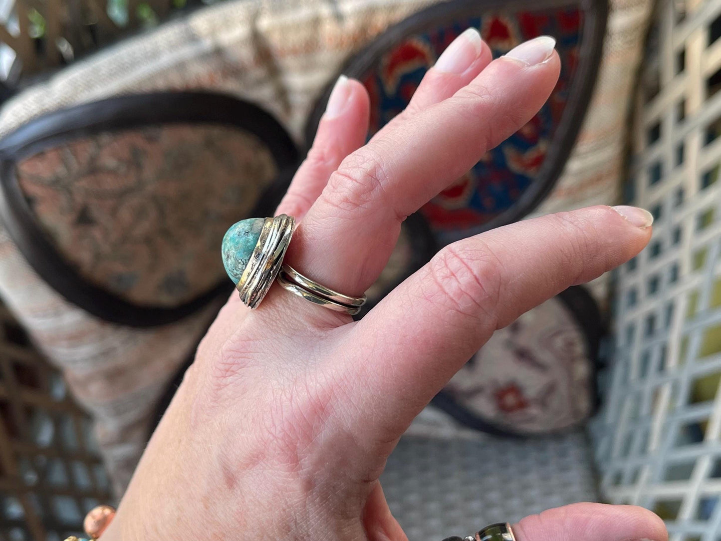 Fabulous vintage turquoise ring, boho vintage jewellery, ethical jewellery, gypsy ring. Eco friendly jewellery. Turquoise jewellery.