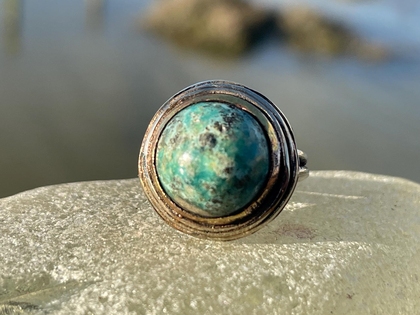 Fabulous vintage turquoise ring, boho vintage jewellery, ethical jewellery, gypsy ring. Eco friendly jewellery. Turquoise jewellery.