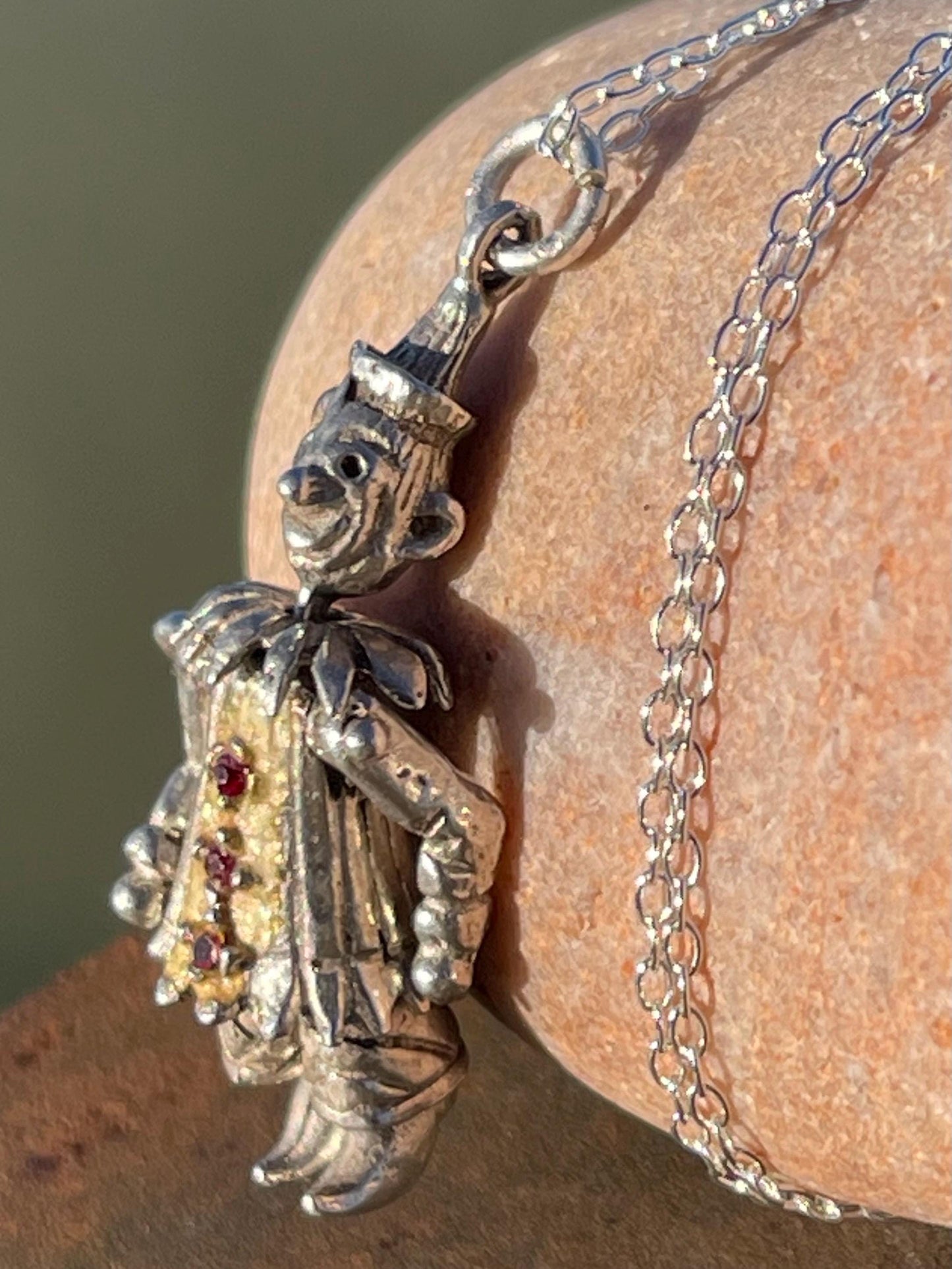 Articulated clown necklace, clown jewellery. Ethical jewellery. Eco friendly gift for her, vintage necklace, articulated necklace