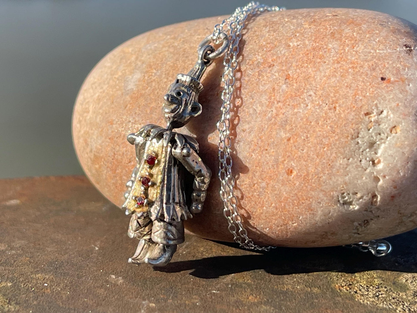 Articulated clown necklace, clown jewellery. Ethical jewellery. Eco friendly gift for her, vintage necklace, articulated necklace