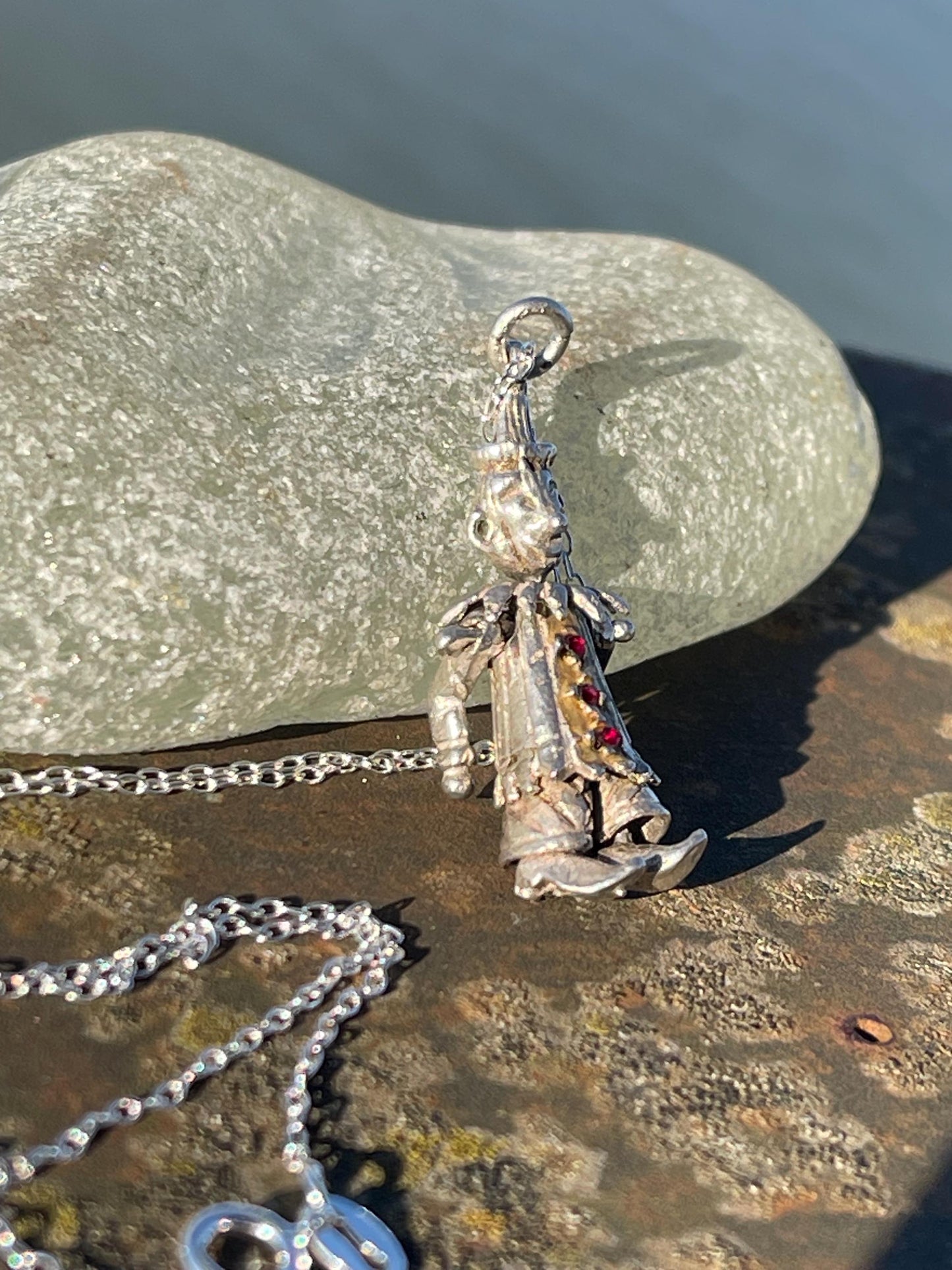 Articulated clown necklace, clown jewellery. Ethical jewellery. Eco friendly gift for her, vintage necklace, articulated necklace