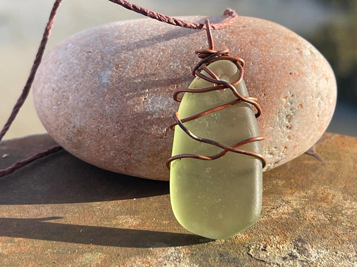 Eco friendly sea glass necklace. Ethical jewellery, boho necklace, unusual gift for him, gift for man, boho necklace, sea glass jewellery