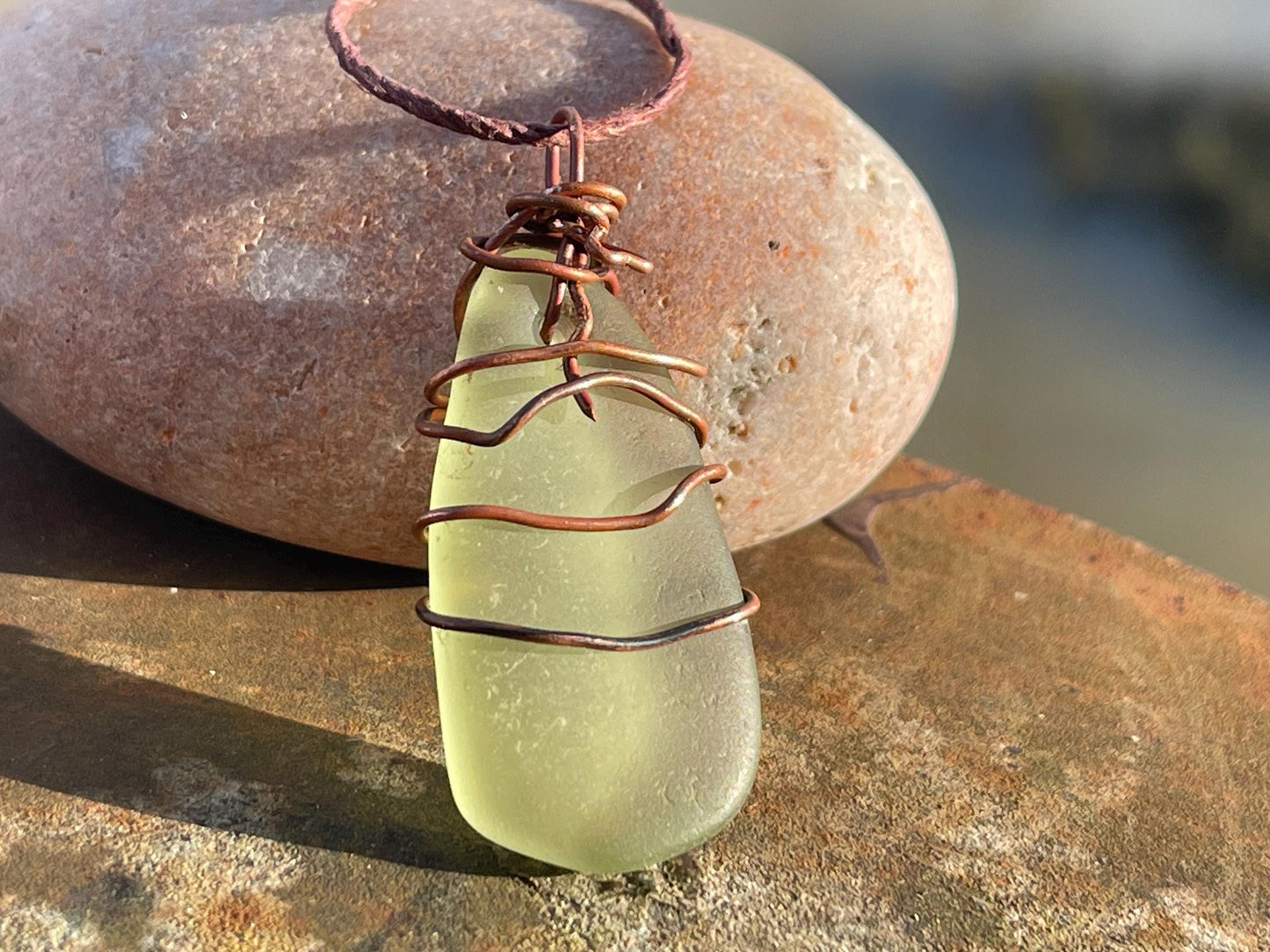 Eco friendly sea glass necklace. Ethical jewellery, boho necklace, unusual gift for him, gift for man, boho necklace, sea glass jewellery