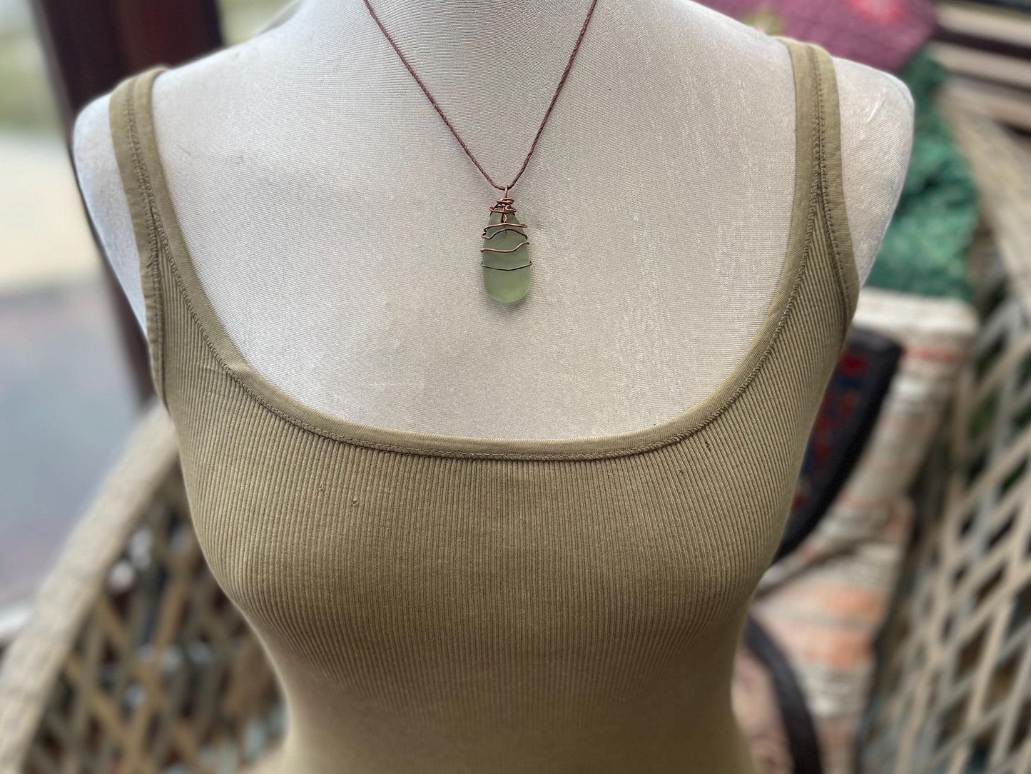 Eco friendly sea glass necklace. Ethical jewellery, boho necklace, unusual gift for him, gift for man, boho necklace, sea glass jewellery