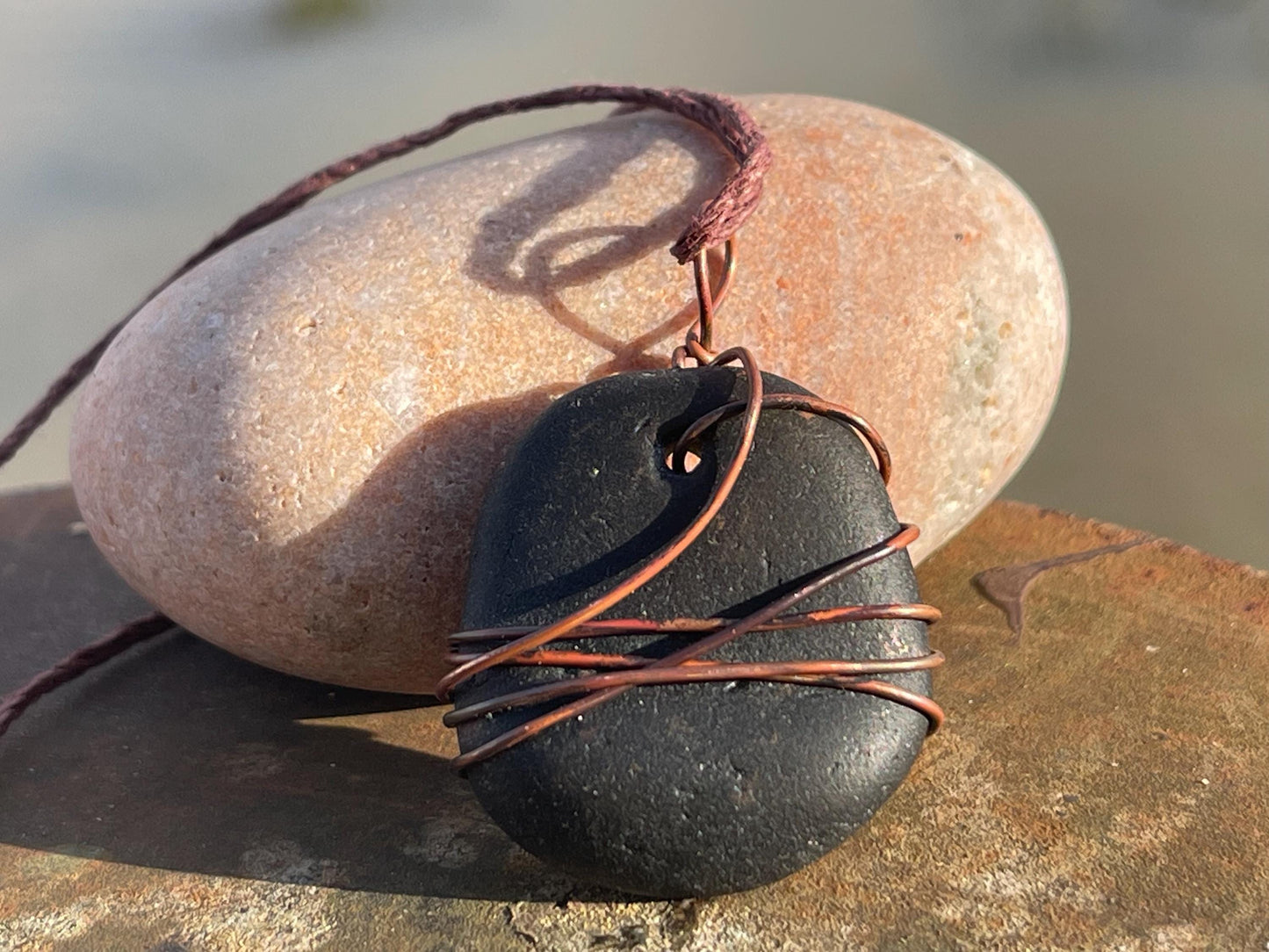 Eco friendly sea glass necklace. Ethical jewellery, boho necklace, unusual gift for him, gift for man, dragons blood, sea glass jewellery