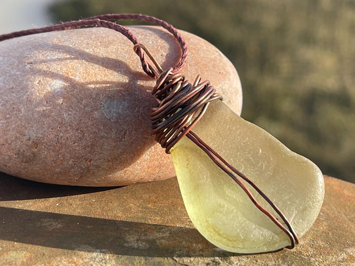 Eco friendly sea glass necklace. Ethical jewellery, boho necklace, unusual gift for him, gift for man, boho necklace, sea glass jewellery