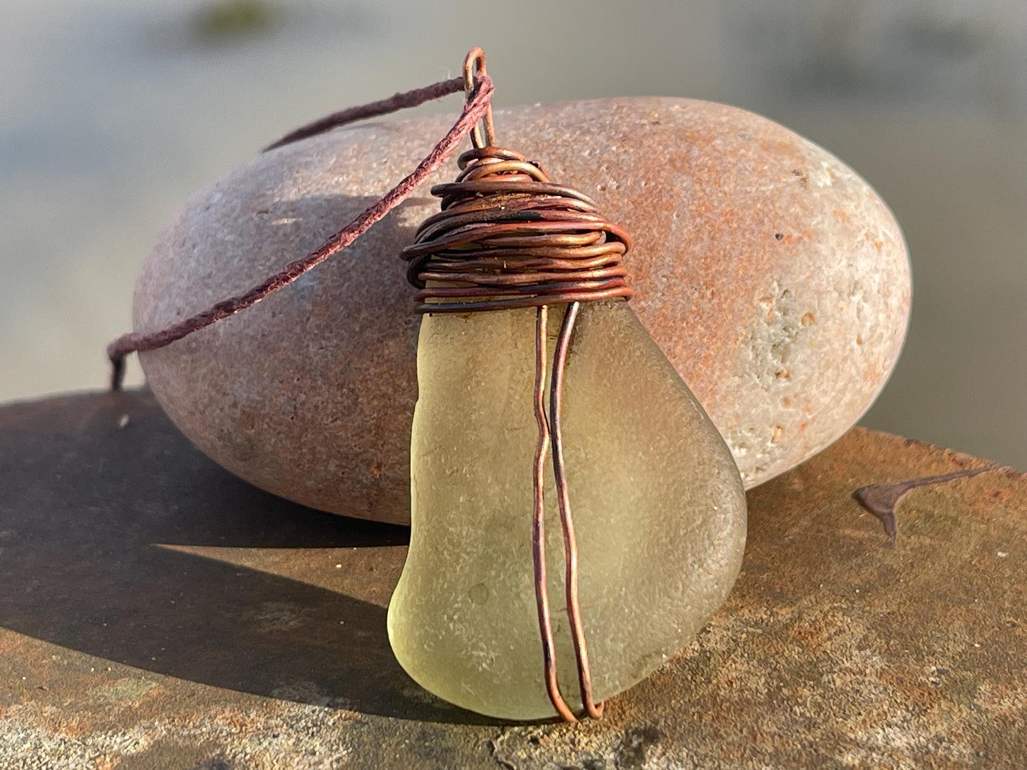 Eco friendly sea glass necklace. Ethical jewellery, boho necklace, unusual gift for him, gift for man, boho necklace, sea glass jewellery