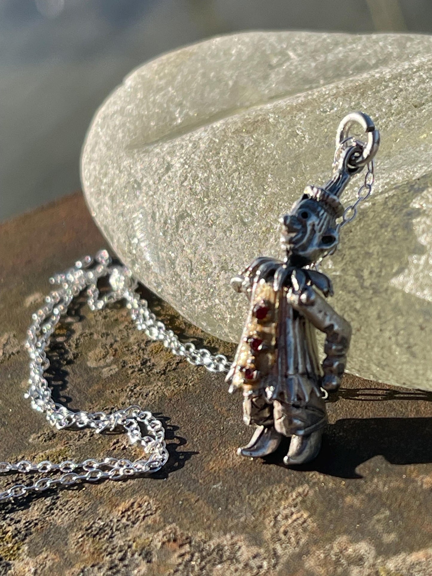 Articulated clown necklace, clown jewellery. Ethical jewellery. Eco friendly gift for her, vintage necklace, articulated necklace