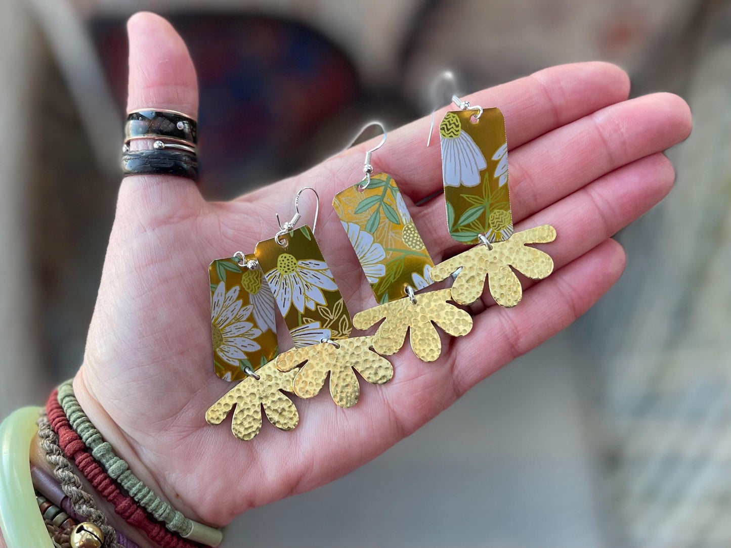 Bee earrings.  Bee jewellery, boho jewellery, ethical earrings, unique earrings, eco friendly jewellery, gift for her, ethical jewellery