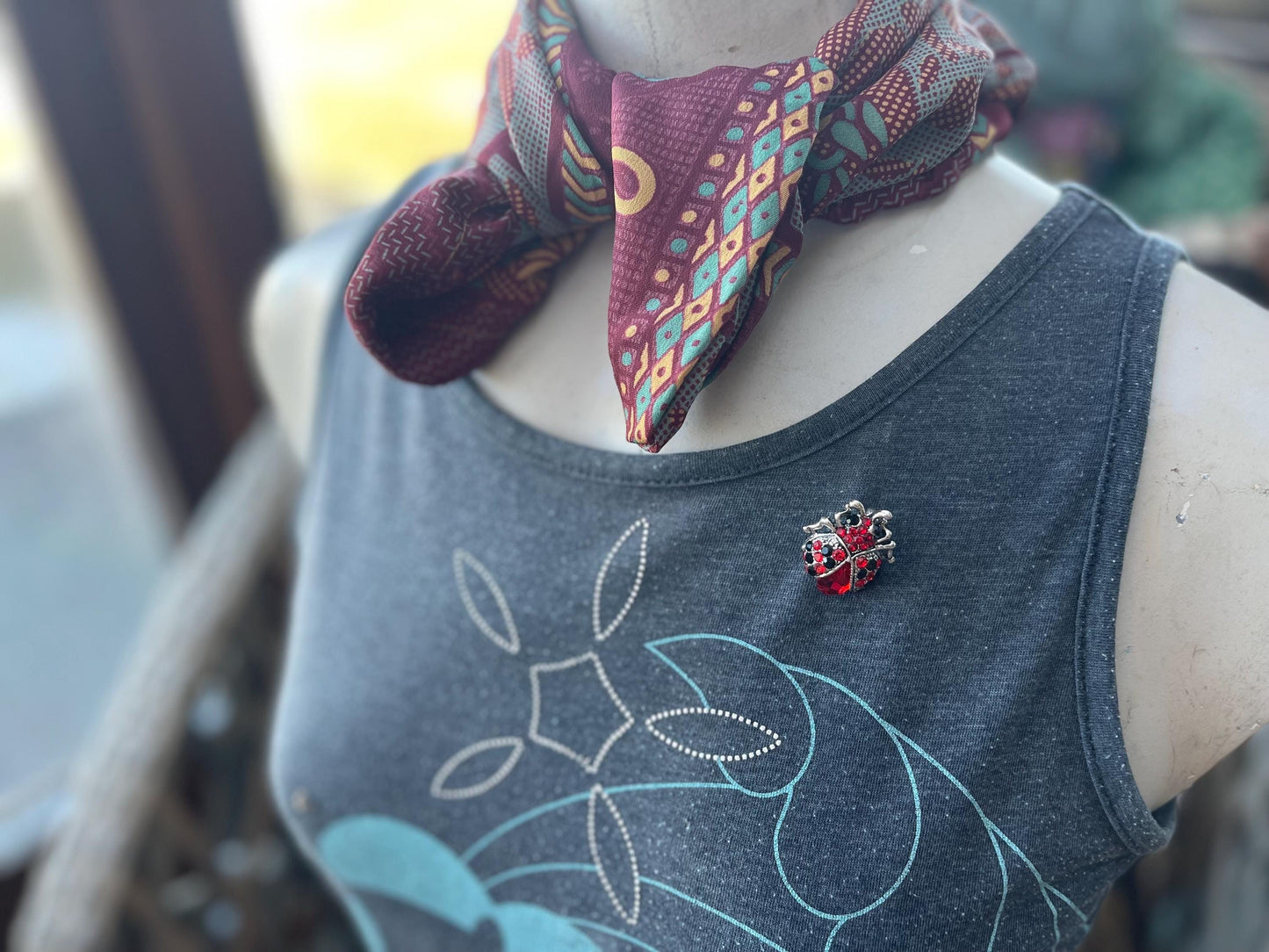 Ladybird brooch, vintage jewellery, valentines gift. Eco friendly gift for her.  Vintage brooch, ladybird jewellery, gift for gardener