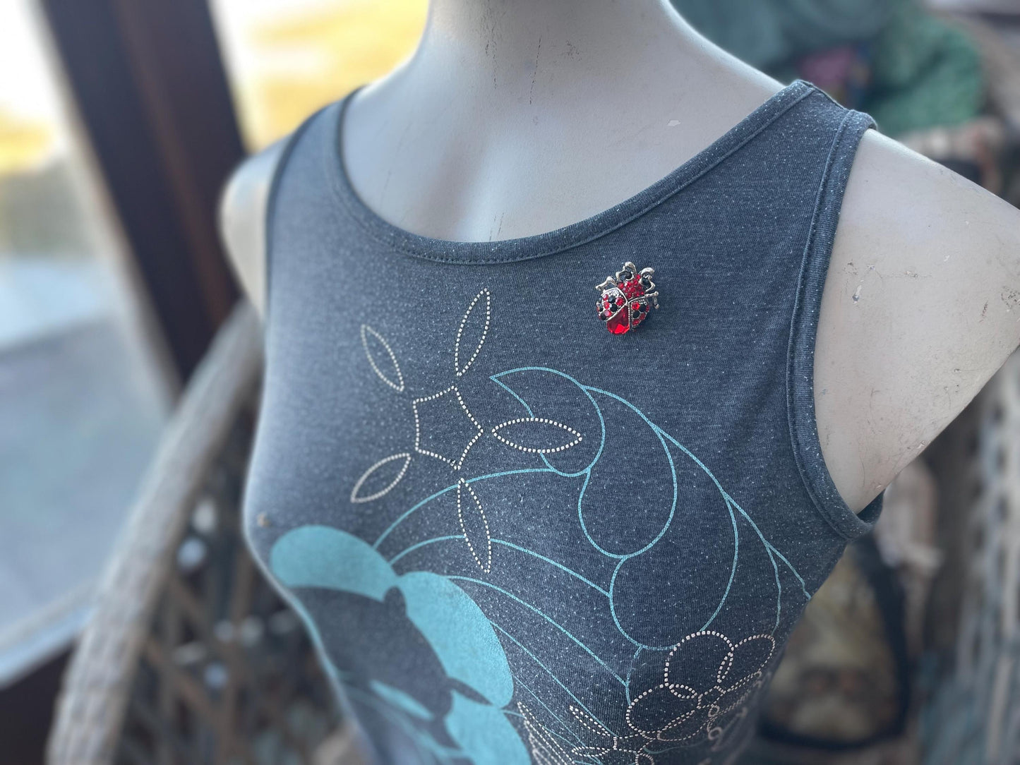 Ladybird brooch, vintage jewellery, valentines gift. Eco friendly gift for her.  Vintage brooch, ladybird jewellery, gift for gardener