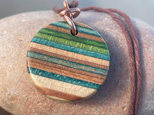GREEN Handmade pendant made from old skateboards. Skateboard necklace. Unique gifts for men. Sustainable jewellery. Eco friendly jewellery.