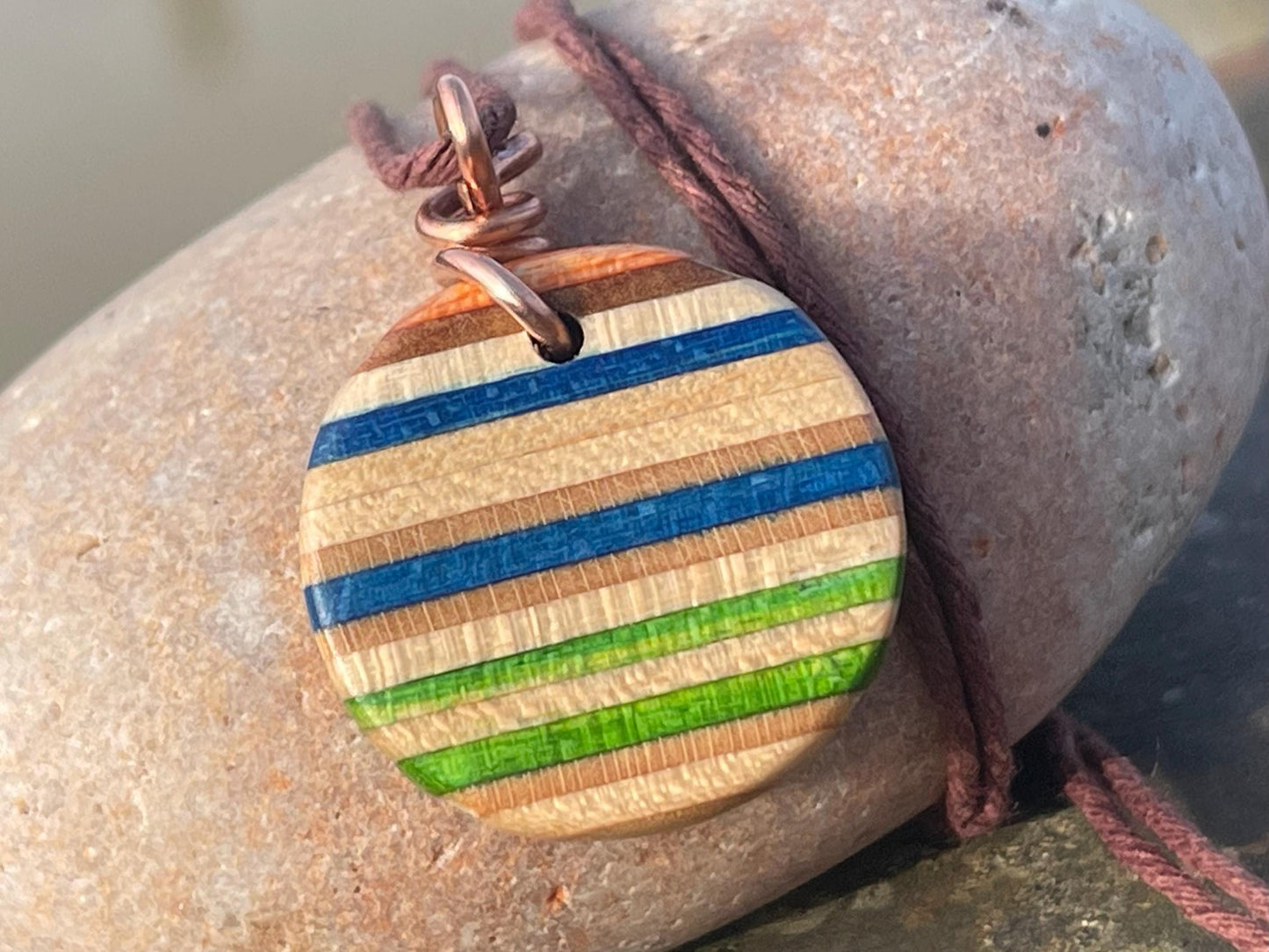GREEN Handmade pendant made from old skateboards. Skateboard necklace. Unique gifts for men. Sustainable jewellery. Eco friendly jewellery.