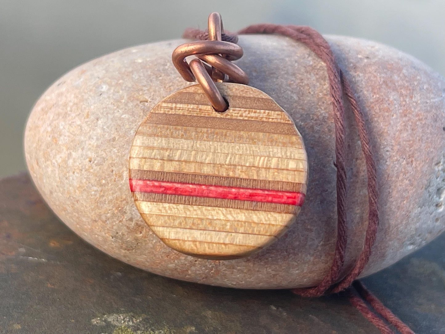 RED Handmade pendant made from old skateboards. Skateboard necklace. Unique gifts for men. Sustainable jewellery. Eco friendly jewellery.