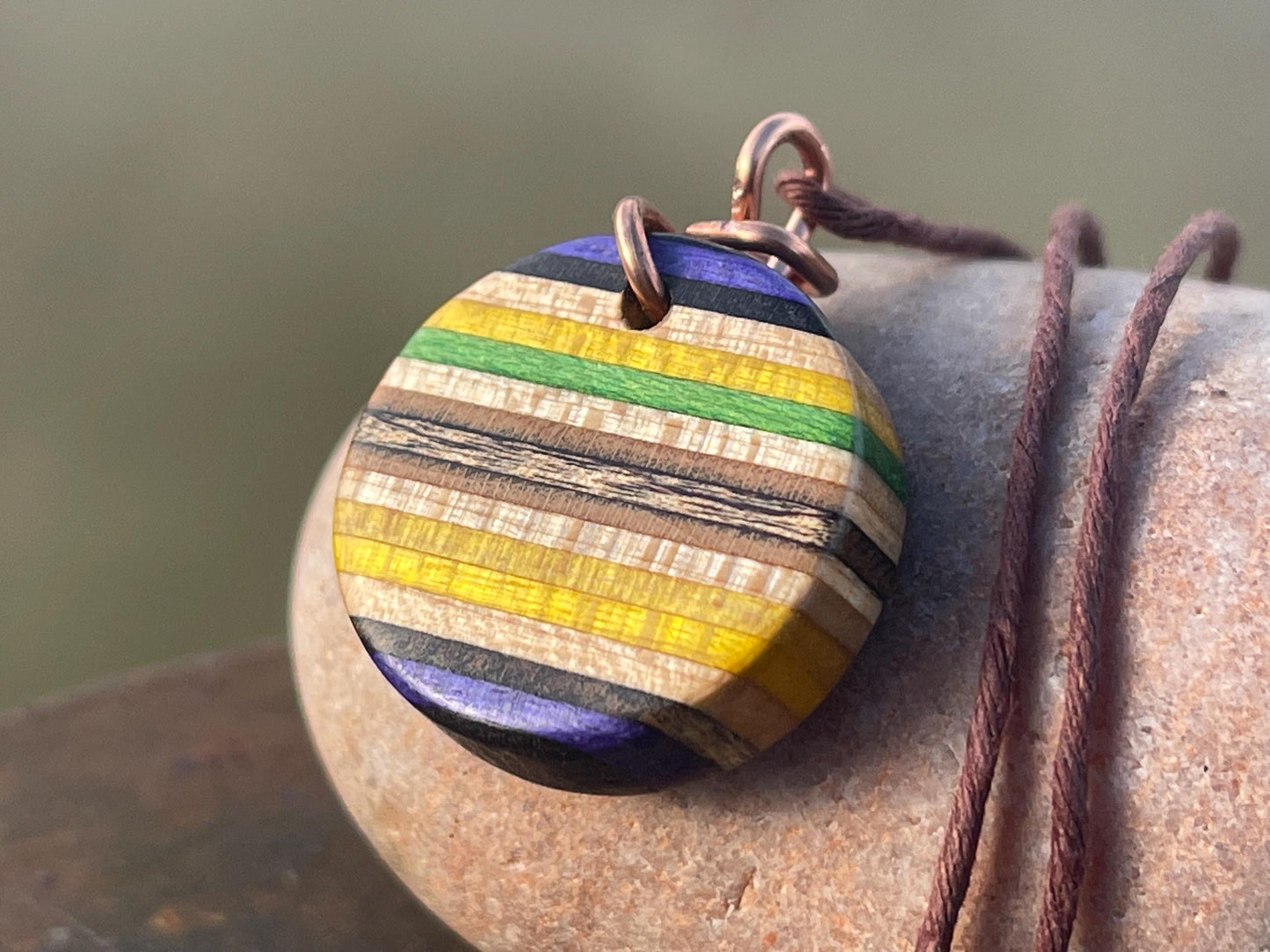 YELLOW Handmade pendant made from old skateboards. Skateboard necklace. Unique gifts for men. Sustainable jewellery. Eco friendly jewellery.