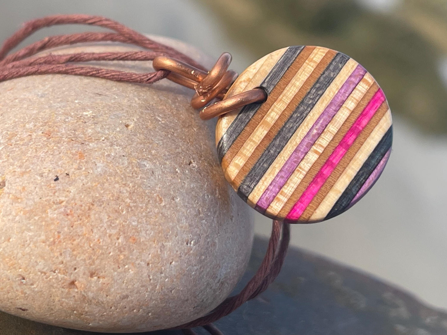 PINK Handmade pendant made from old skateboards. Skateboard necklace. Unique gifts for men. Sustainable jewellery. Eco friendly jewellery.