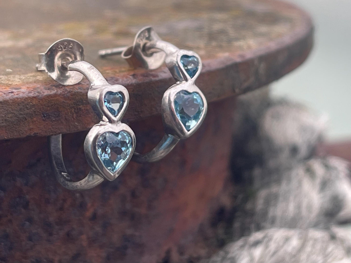 Sky blue topaz earrings. Sterling silver earrings, topaz jewellery, unusual gift for her, romantic gift, gift for wife, gift for girlfriend