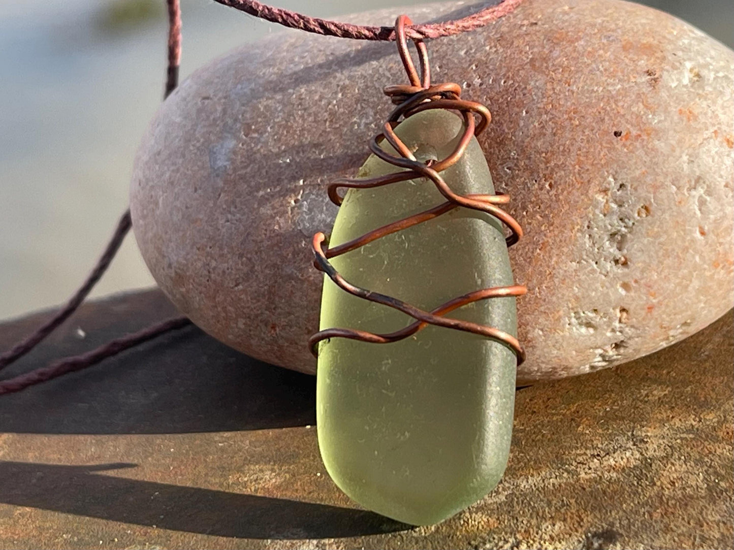 Eco friendly sea glass necklace. Ethical jewellery, boho necklace, unusual gift for him, gift for man, boho necklace, sea glass jewellery