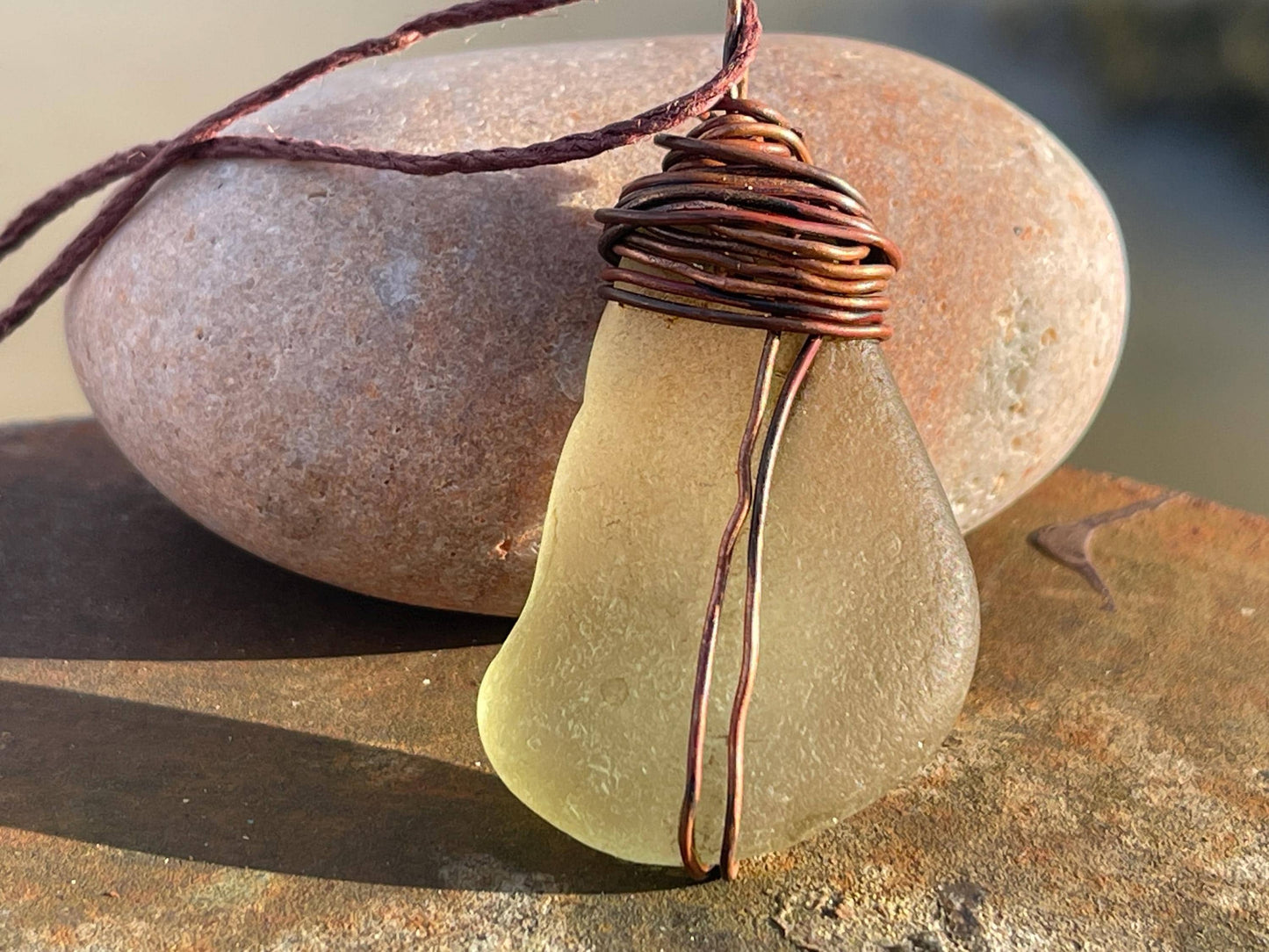 Eco friendly sea glass necklace. Ethical jewellery, boho necklace, unusual gift for him, gift for man, boho necklace, sea glass jewellery