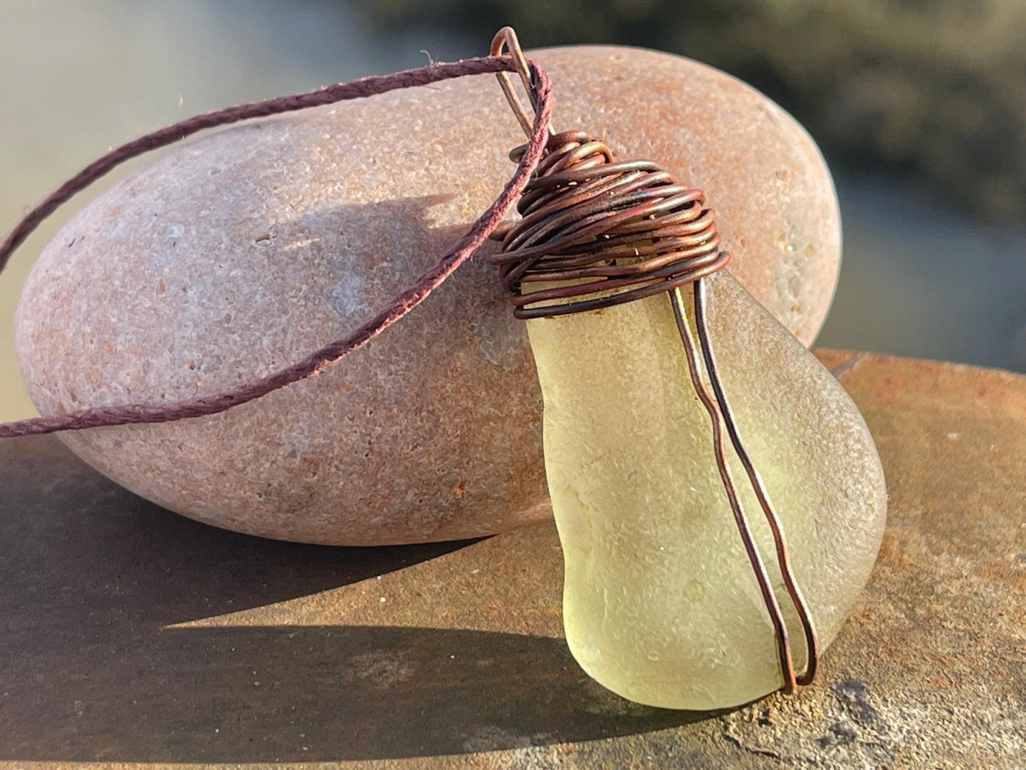 Eco friendly sea glass necklace. Ethical jewellery, boho necklace, unusual gift for him, gift for man, boho necklace, sea glass jewellery