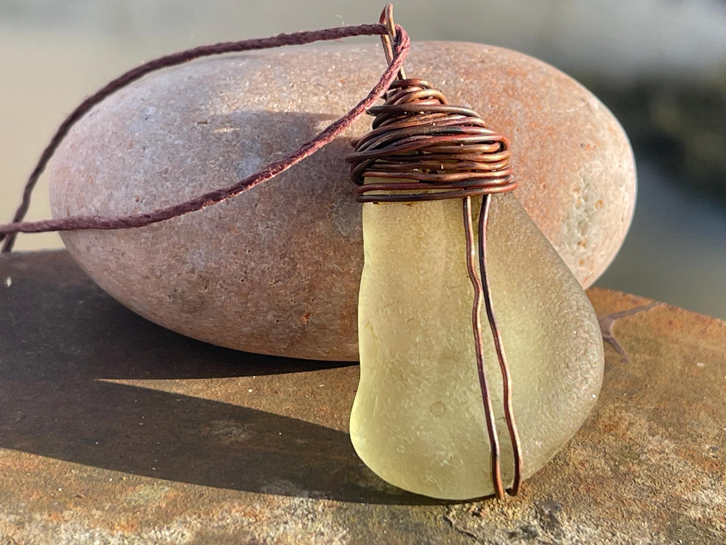 Eco friendly sea glass necklace. Ethical jewellery, boho necklace, unusual gift for him, gift for man, boho necklace, sea glass jewellery