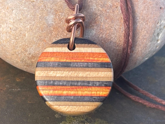 ORANGE Handmade pendant made from old skateboards. Skateboard necklace. Unique gifts for men. Sustainable jewellery. Eco friendly jewellery.