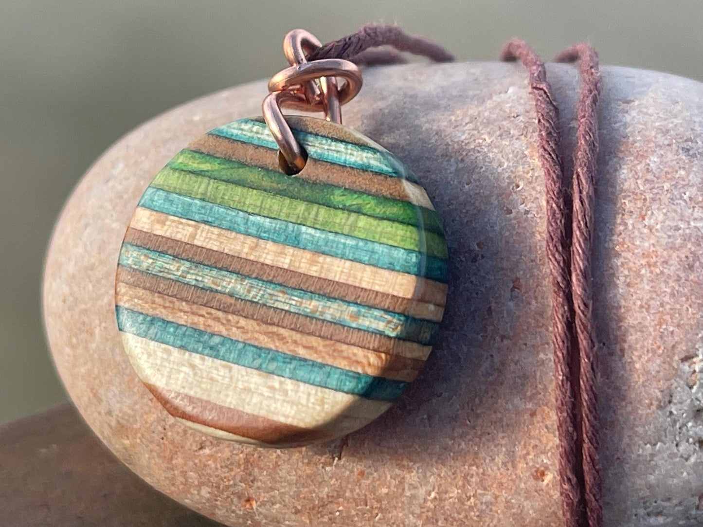 GREEN Handmade pendant made from old skateboards. Skateboard necklace. Unique gifts for men. Sustainable jewellery. Eco friendly jewellery.