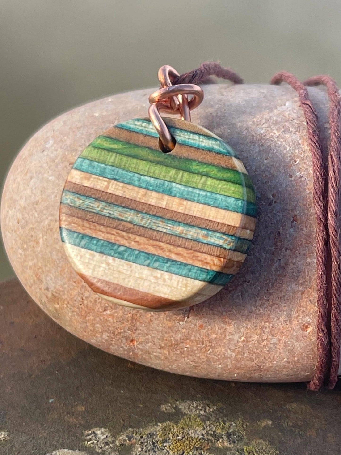 GREEN Handmade pendant made from old skateboards. Skateboard necklace. Unique gifts for men. Sustainable jewellery. Eco friendly jewellery.