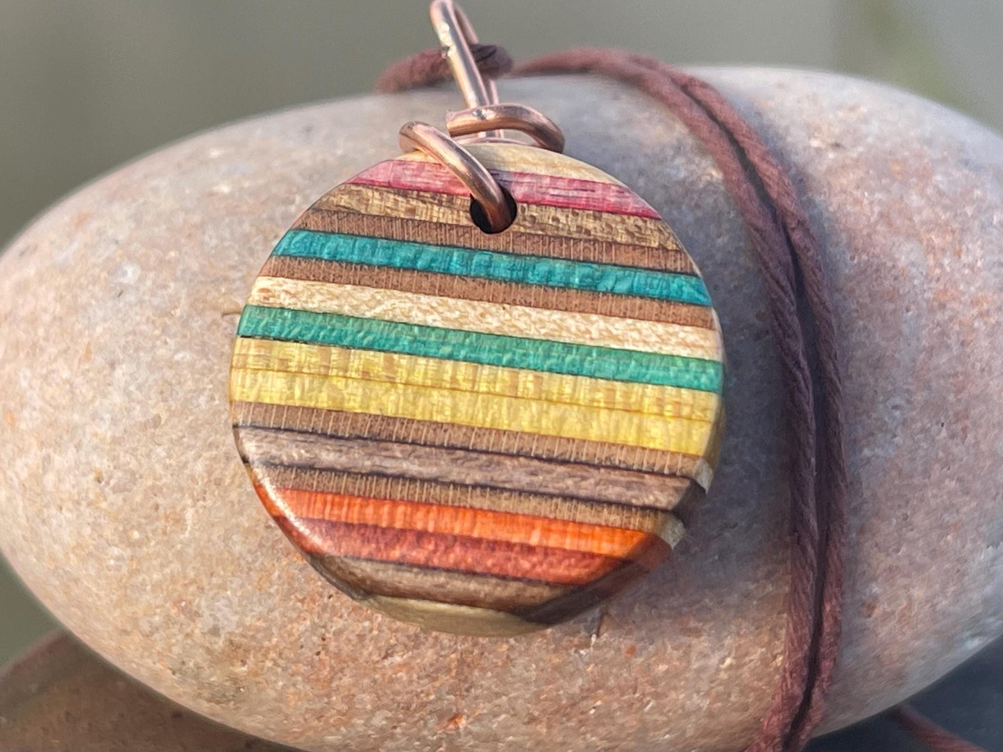 MULTICOLOURED Handmade pendant made from old skateboards. Skate necklace. Unique gifts for men. Sustainable Eco friendly jewellery.