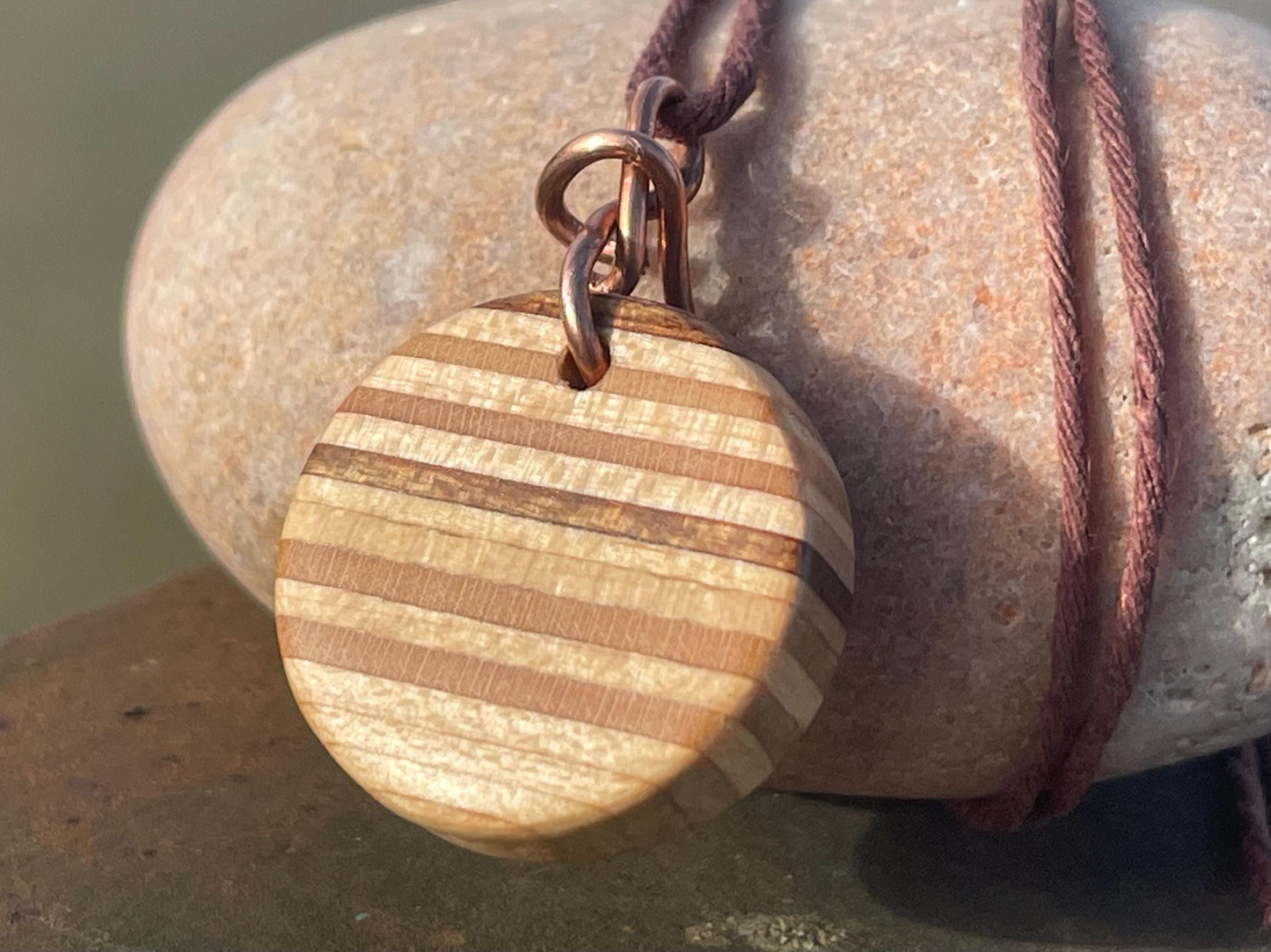 BROWN Handmade pendant made from old skateboards. Skateboard necklace. Unique gifts for men. Sustainable jewellery. Eco friendly jewellery.