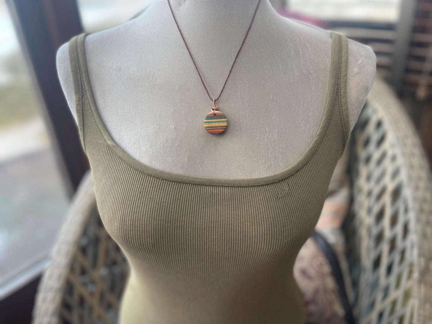 BLUE / PURPLE Handmade pendant made from old skateboards. Skateboard necklace. Gifts for men. Sustainable jewellery. Eco friendly jewellery.