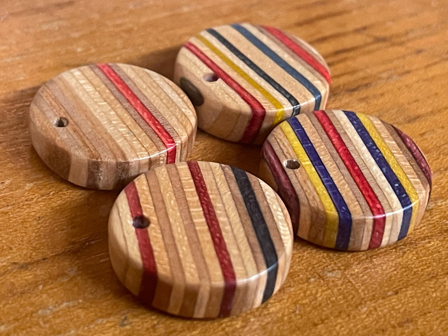 RED Handmade pendant made from old skateboards. Skateboard necklace. Unique gifts for men. Sustainable jewellery. Eco friendly jewellery.