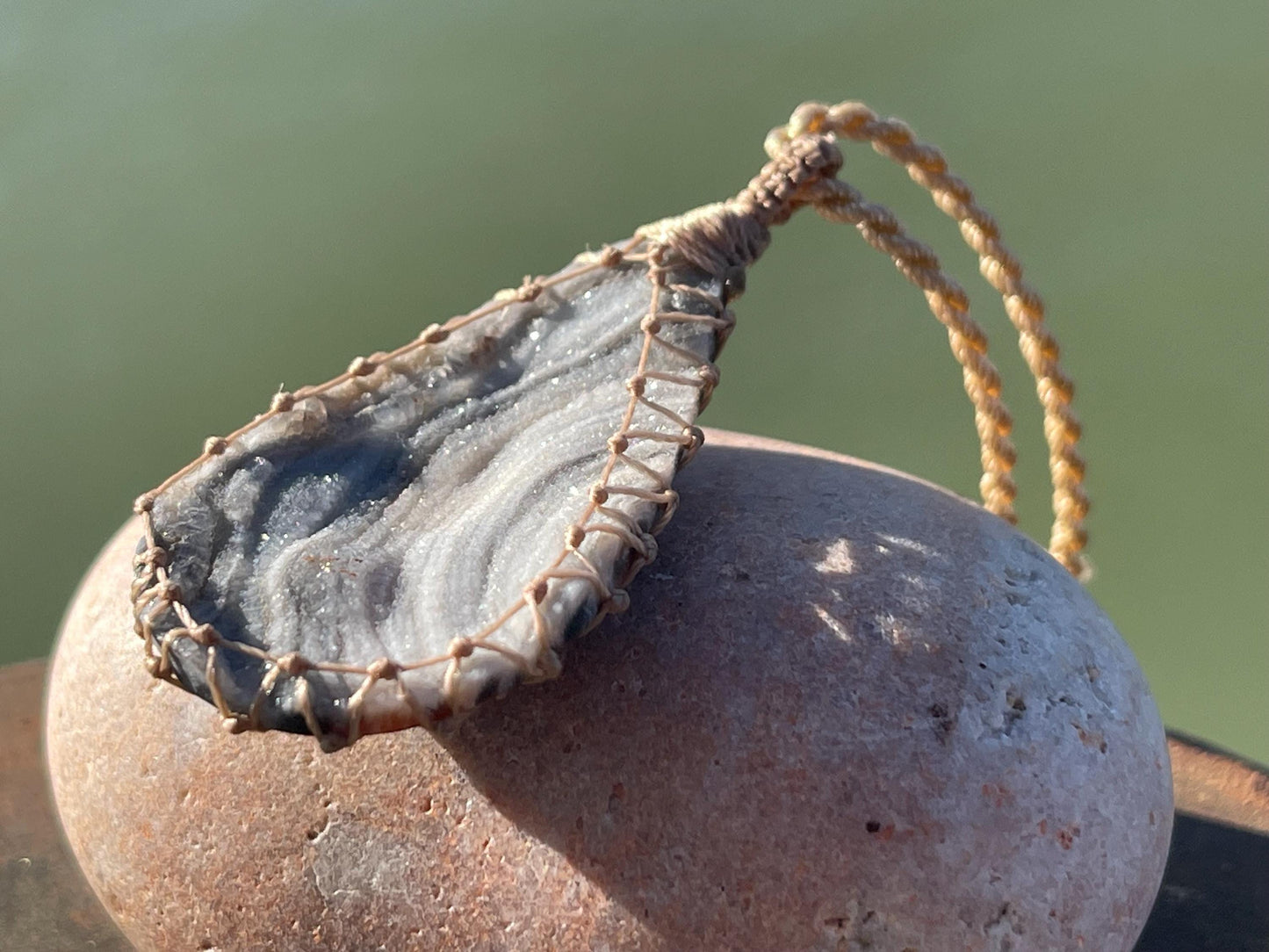 Desert druzy agate necklace, ethical jewellery, bohemian necklace, unusual jewellery, agate pendant, white gemstone necklace. Boho jewellery
