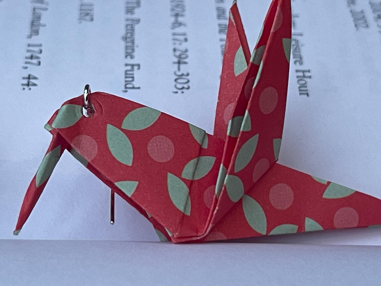 Bird origami earrings on recycled sterling silver. Eco friendly jewellery. Bird earrings. Handmade bird jewellery. Red birds on silver