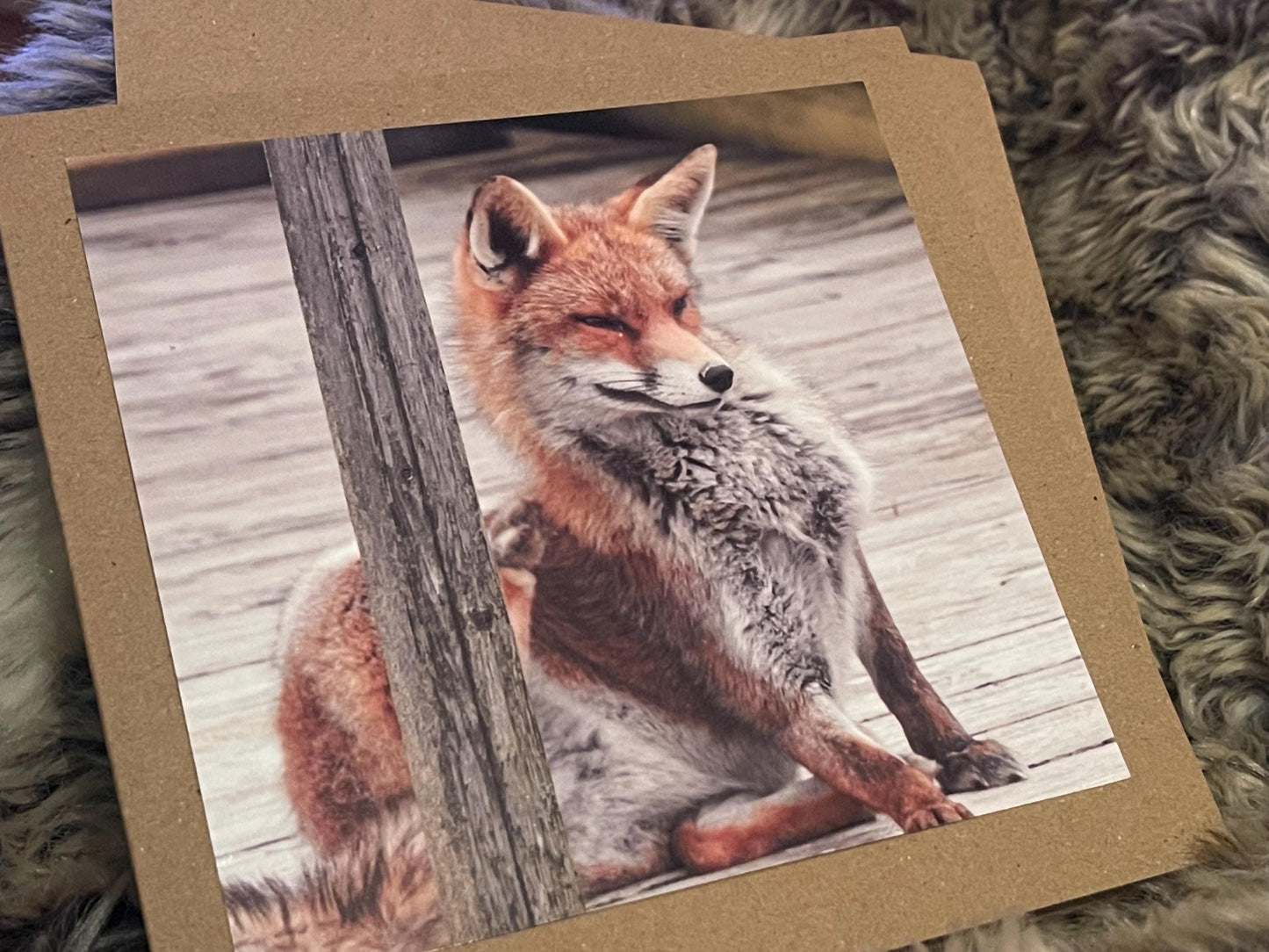 Fox card, recycled card, nature card, birthday card, recycled card. Eco friendly gift card. Handmade card. Blank message card. Eco gift.