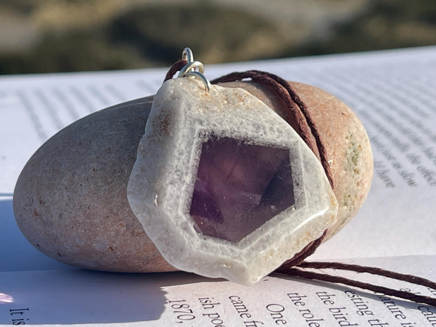 Amethyst pendant, amethyst necklace, amethyst jewellery, gift for him, boho handmade necklace,  romantic gift for her, ethical jewellery