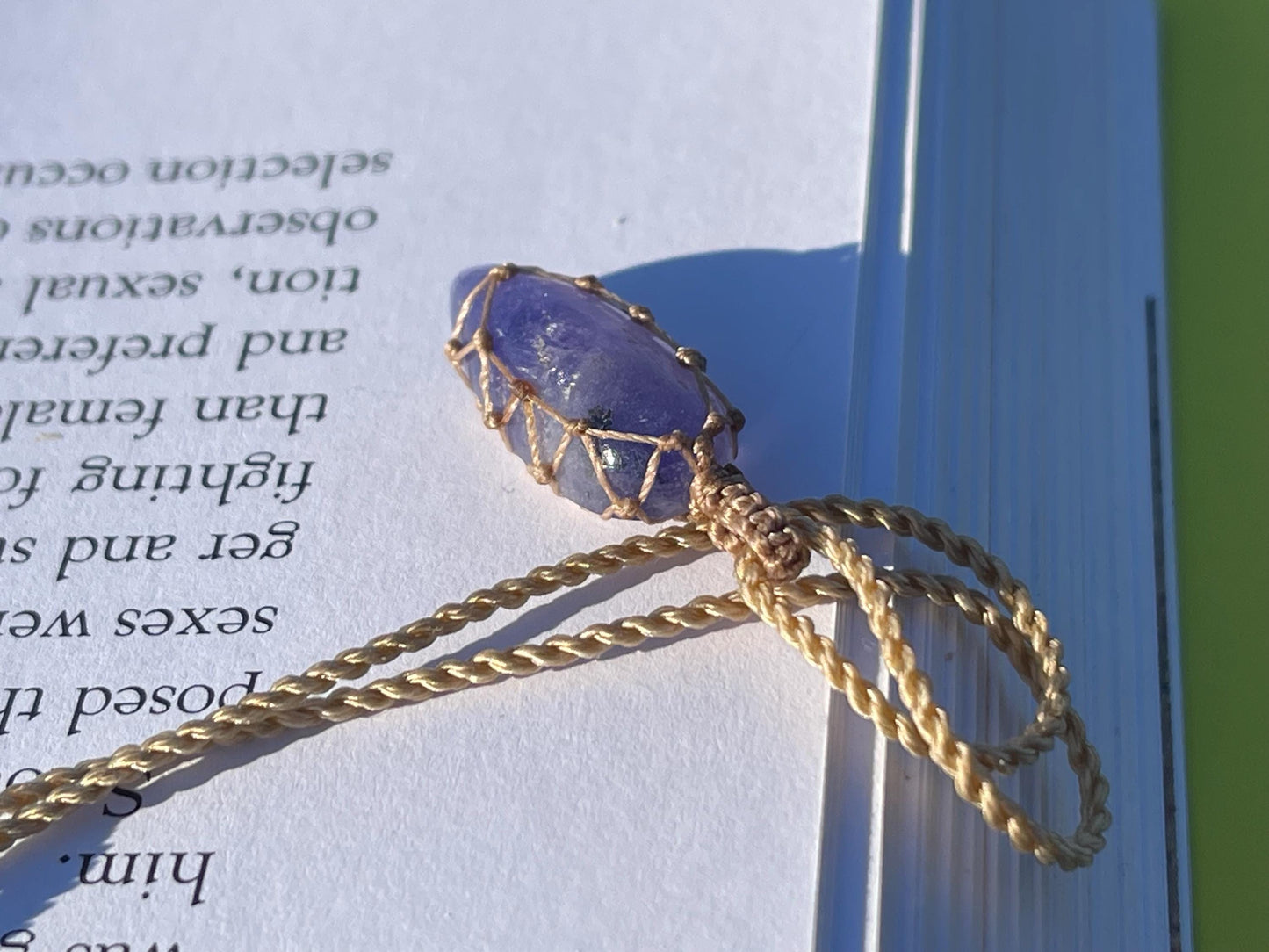 Stunning macrame tanzanite necklace on an adjustable cord. Handmade gemstone necklace, boho jewellery. Macrame jewellery. Unique necklace.