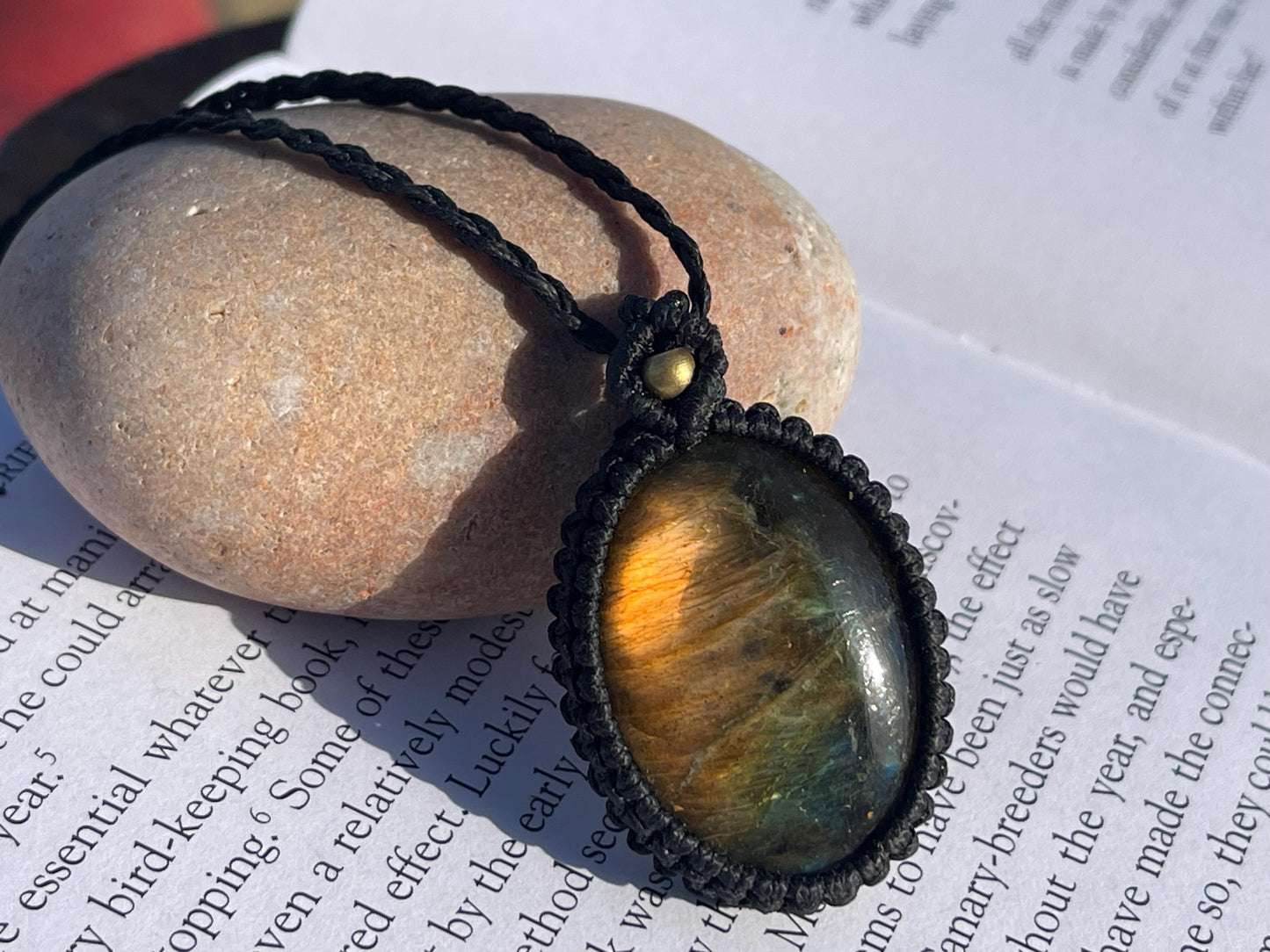 Stunning macrame labradorite necklace on an adjustable cord. Handmade gemstone necklace, boho jewellery. Macrame jewellery. Unique necklace.