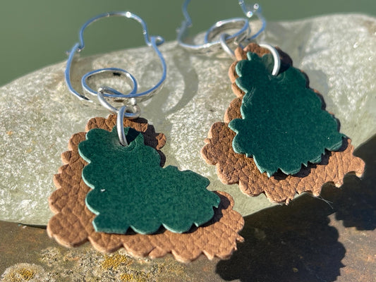 Eco friendly earrings made with sustainable cactus leather. Cruelty free, ethical, sustainable earrings. Eco friendly jewellery.