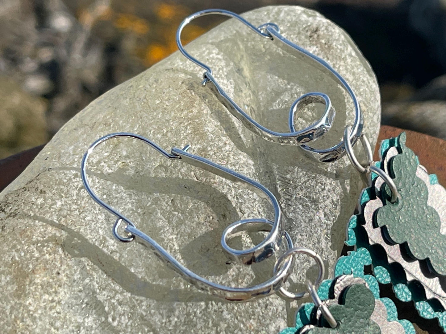 Eco friendly earrings made with sustainable cactus leather. Cruelty free, ethical, sustainable earrings. Eco friendly jewellery.