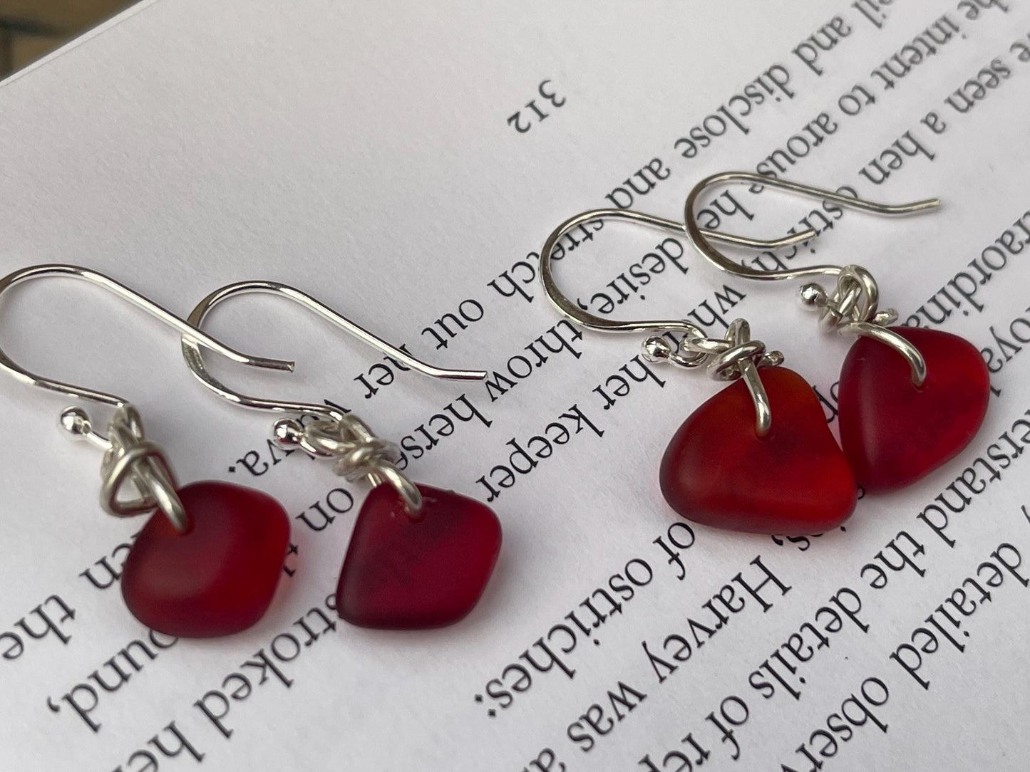 Sustainable jewellery. Eco friendly jewellery. Red sea glass earrings, ethical jewellery, handmade sea glass jewellery, ethical jewelry