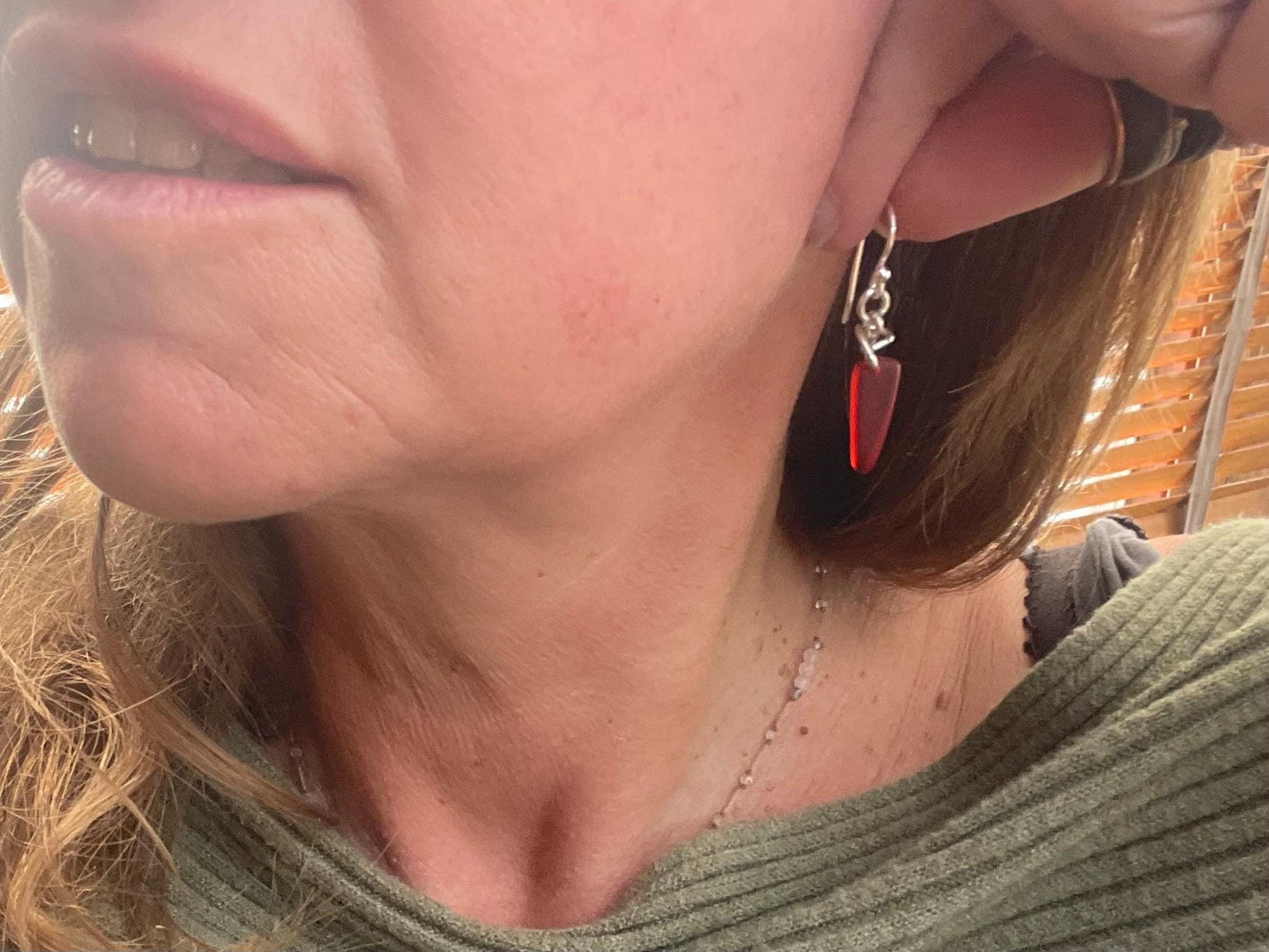 Sustainable jewellery. Eco friendly jewellery. Red sea glass earrings, ethical jewellery, handmade sea glass jewellery, ethical jewelry