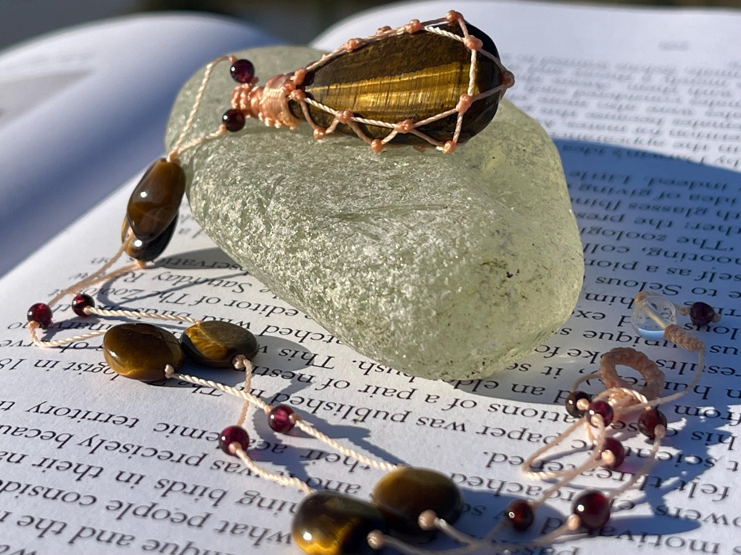 Stunning macrame tigers eye necklace, tigers eye pendant. Handmade gemstone necklace, boho jewellery. Macrame jewellery. Unique necklace.