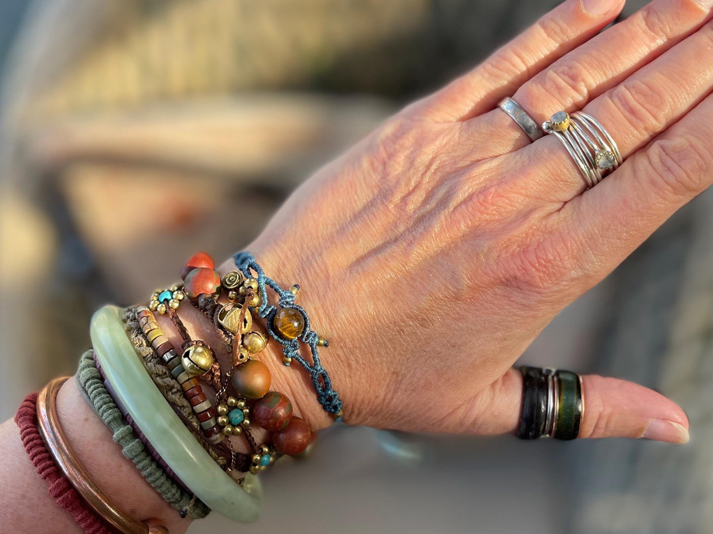 Stunning macrame wrapped tigers eye gemstone  bracelet, ethical jewellery, unusual jewellery, macrame jewellery. Macrame bracelet. Boho.